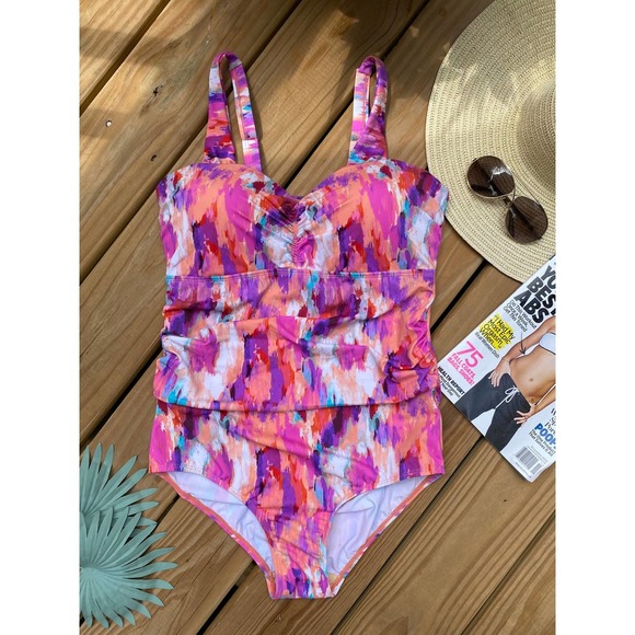 Swimsuits For All One Piece Swimsuit 16 Ruched Front Sweetheart Neck NEW - Picture 1 of 7